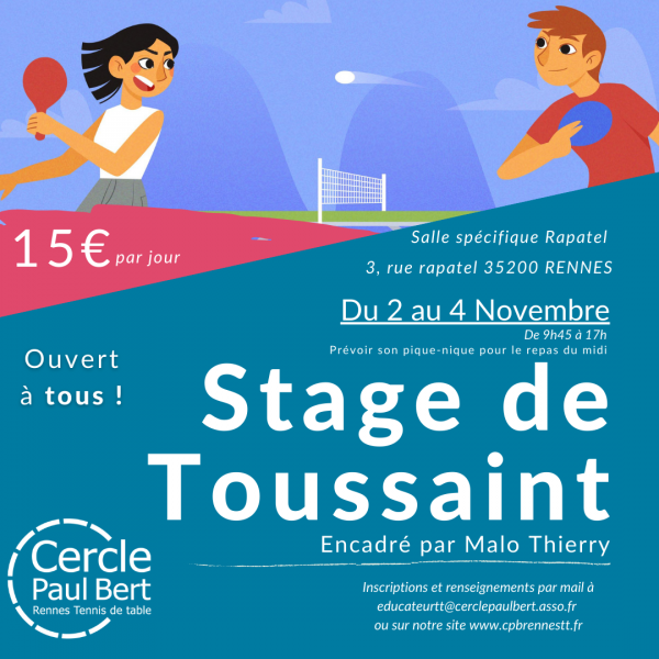 Stage de Toussaint 2022 - du 2 au 4 novembre